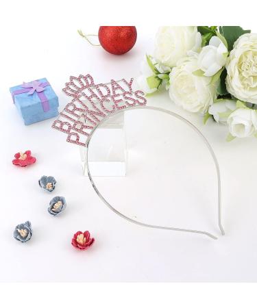 YARIEW Birthday Crown for Women and Girls - Rhinestone Princess Tiara Headband for Happy Birthday Party Decorations in Pink - Buy Online on GoSupps.com