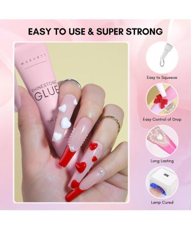 Buy Makartt Nail Charm Rhinestone Glue Kit - 15ml Gel Glue for 3D Nail Art Bowknot & Heart Gems - DIY Nail Supply for Nail Techs - Red & White - Buy Online on GoSupps.com
