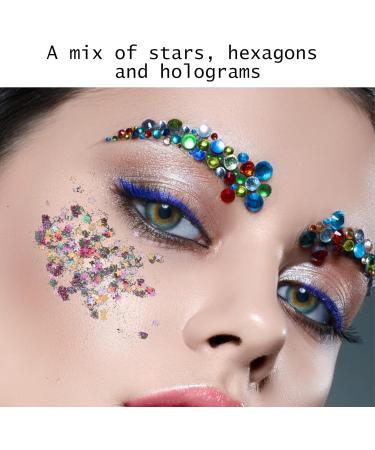 Face & Body Glitter Gel - Pink Chunky Sparkling Glitter for Festivals Raves & DIY Nail Art - Mermaid Hair & Face Paint Accessories - Buy Online on GoSupps.com