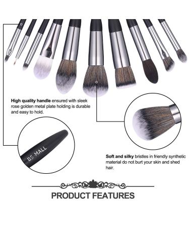 BS-MALL 16pcs Makeup Brush Set with Premium Synthetic Bristles - Ideal for Powder, Foundation, Blush, Contour, Concealers, Lips, and Eyeshadow - Black - Buy Online on GoSupps.com