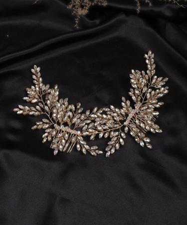 Deniferymakeup Bride Wedding Rhinestone Hair Vine Comb Bridal Hair Piece Rhinestone Hair Comb Rhinestone Hair Accessories for Women and Girls (Gold) - Buy Online on GoSupps.com