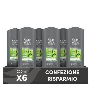 Dove Dove Dove Men+Care Extra Fresh Shower for Men 3 in 1 Moisturizing Body Face and Hair with MicroMoisture Technology Gives 24 Hours of Hydration 6 x 250 ml