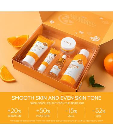 Skincare Gift Set for Teenage Girls - 5 Piece Vitamin C Travel Size Kit with Cleanser Toner Serum Eye Cream & Face Cream - Buy Online on GoSupps.com