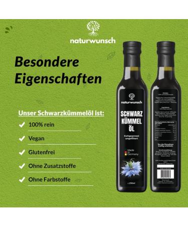 naturwunsch Black cumin oil 250 ml unfiltered coldpressed freshly produced in Germany 100 pure Nigella Sativa oil - Buy Online on GoSupps.com