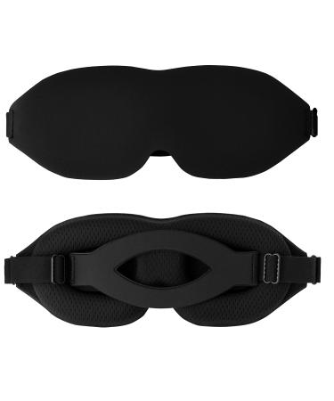 SmelloCat Sleep Eye Mask Unisex  Light Blocking  3D Memory Foam Ergonomic  Moisture Wicking for Travel  Yoga  Daylight Sleeping (Black)