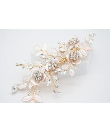 Upfrontier Rose Gold Wedding Bridal Hair Comb - Flower Hair Accessory for Bride - Buy Online on GoSupps.com