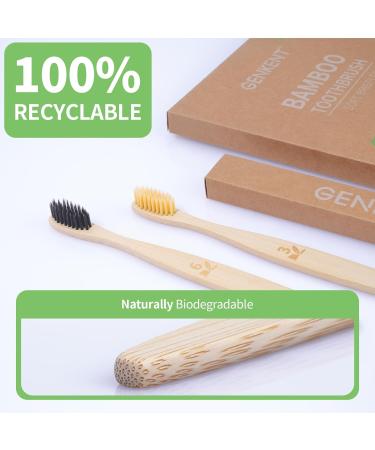 Genkent Bamboo Toothbrushes - Eco-Friendly BPA-Free Soft Bristles Biodegradable 12 Pack - Natural Bamboo Charcoal Toothbrushes - Buy Online on GoSupps.com
