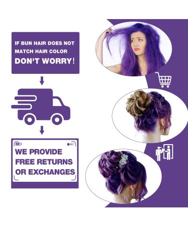 Thick Curly Wavy Hair Bun Scrunchie in Purple | Up-do Synthetic Wig for Women Girls - Buy Online on GoSupps.com