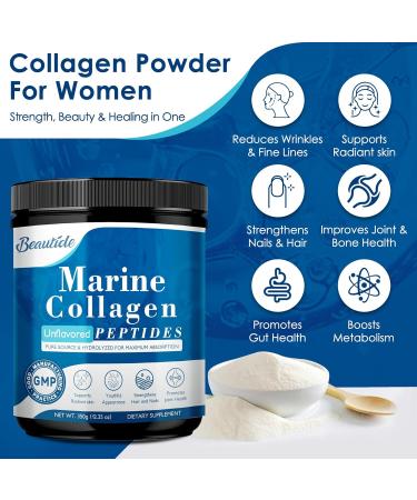 Marine-Collagen-Peptides-Powder Hydrolyzed Fish Collagen with Vitamin C and Hyaluronic Acid for Skin Hair Nail Joint - Non-GMO Sourced from Wild-Caught Fish 35 Servings 12.35 Ounce (Pack of 1) - Buy Online on GoSupps.com