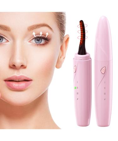 Heated Eyelash Curlers - Fast Heat up Within 10s - 24 Hours Long Lasting Rechargeable Electric Eyelash Curler with Type-C with 3 Heating Modes Heated Lash Curler Makeup Tools for Women Pink