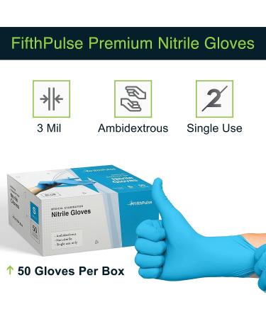 Blue Nitrile Disposable Gloves Medium 50 Count - Medical Grade Exam Gloves - Latex and Powder Free - Dental & Surgical Use - 3 Mil Thickness - Buy Online on GoSupps.com