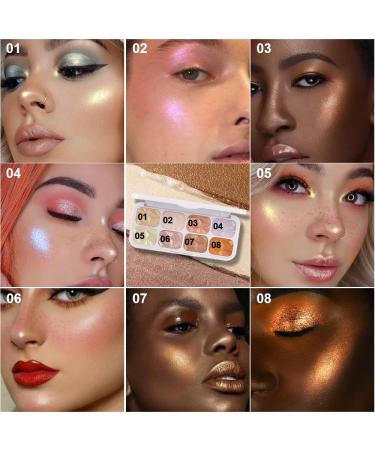 8 Color Diamond Shimmer Highlighter Makeup Palette - Glitter Highlight Highliterers for Face Cheek, Blush, Bronzer - D01 Palette (Pack of 1) - Buy Online on GoSupps.com
