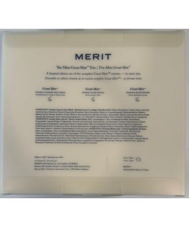 MERIT The Mini Great Skin Trio Limited Edition Skincare Set with Double Cleanse Face Wash (15 ml) Instant Glow Serum (15 ml) and Priming Moisturizer (50 ml) - Buy Online on GoSupps.com