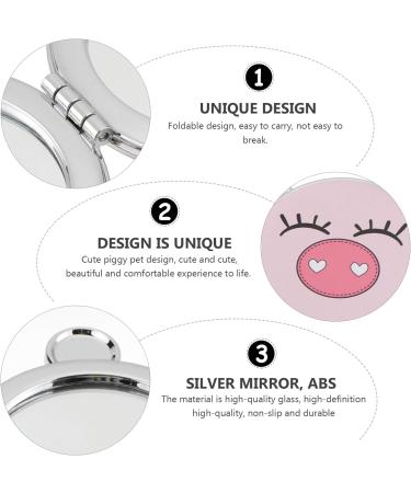 Minkissy Double-Sided Handheld Pig Compact Makeup Mirror for Women Girls - Travel and Bag Handbag Mirror - Creative and Stylish (Style 2) - Buy Online on GoSupps.com