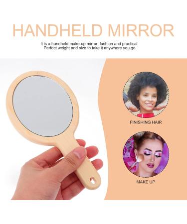 Healifty Natural Wood Hand Mirror - Vintage Portable Makeup Vanity Mirror for Women - Travel Friendly - Wood Color - Buy Online on GoSupps.com