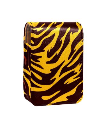 Lipstick Case Leather Lip Gloss Lipstick Organizer with Mirror Mini Lipstick Holder Bag Animal Tiger Print Pattern W409z7mndd