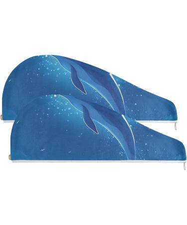 Dolphin Hair Towel 2 Pack | Super Absorbent Quick Dry Hair Turbans | Perfect for Women & Girls - Buy Online on GoSupps.com