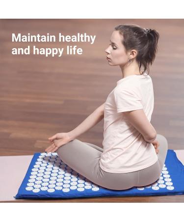 BRRIVER Acupressure Mat Set - Acupuncture Mat & Pillow with Massage Stick Blue Washable & Portable for Yoga Relaxation & Massage - Buy Online on GoSupps.com