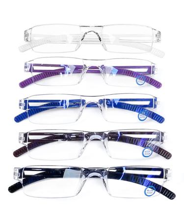 AQWANO Rimless Reading Glasses Women Men Computer Blue Light Blocking Clear Frames Readers Anti Glare Filter Lightweight Comfort (5 Pack Mix Color 2.5) 5 Pack Mix Color 2.5 x