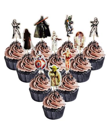 48PCS Star wars Cupcake Toppers for Kids Birthday Party Cake Decoration