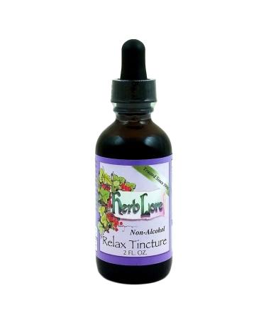 Herb Lore Relax Tincture 2 oz Non Alcohol - Liquid Herbal Drops with Lemon Balm  Chamomile  Catnip  Lavender & Skullcap to Calm  Soothe & Relax The Body & Mind for Kids & Adults