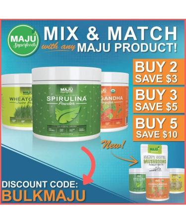 Maju Spirulina Powder - Microcystin Free, USA Grown, Non-Irradiated, Non-GMO - Vegan Green Protein 8oz - Pesticide-Free Superfood - Buy Online on GoSupps.com