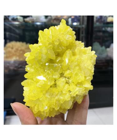 Crystals 1pc Natural Rough Crystal Cluster Raw Rough Yellow Bulk Native Sulfur Solid Rock Sulfur for Home Decoration 10-12CM