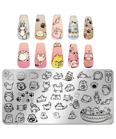 WOKOTO 6Pcs Pets Nail Stamping Plates - Cute Cartoon Animals Nail Stamping Kit for Nail Art Design - Nail Stencils for Cat and Dog Lovers - Buy Online on GoSupps.com