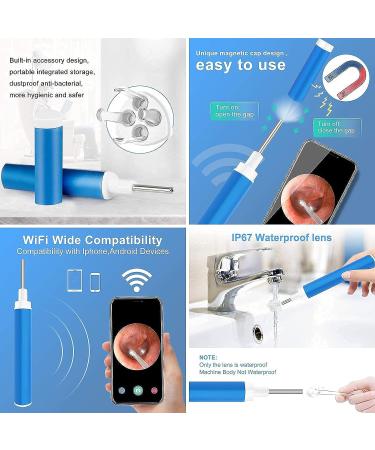 Ear Wax Removal Tool Camera | Homaisson 3.9mm 1080P FHD Ear Cleaner with 6 LED Lights | 16 pcs Ear Spoons | for iPhone, iPad, Android | Blue Ear Wax Remover - Buy Online on GoSupps.com