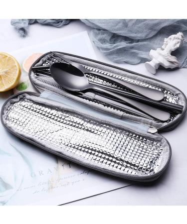Portable Stainless Steel Camping Cutlery Set with Waterproof Case - Black - Buy Online on GoSupps.com