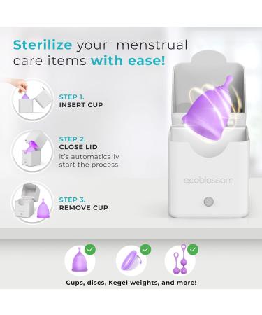 Ecoblossom Menstrual Cup Sterilizer | UV Cleaner & Sanitizer 99.9% Germ-Free | Fits Small & Large Period Discs | Quick 2-Minute Wash - Buy Online on GoSupps.com