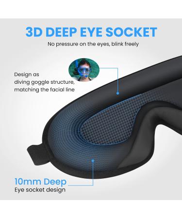 Cozslep 3D Sleep Mask for Men & Women - 100% Light-Blocking Memory Foam Eye Mask with Earphones | Perfect for Side Sleepers & Travel - Black 1 Pack - Buy Online on GoSupps.com