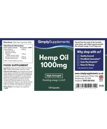 Hemp Oil Capsules 1000mg | UK Manufactured & Cold-Pressed for Quality | 120 Capsules - Buy Online on GoSupps.com