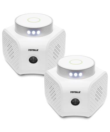 Pestzilla Ultrasonic Pest Repeller Humane Mouse Repellent & Rat Deterrent - Ultrasound Impluse and LED Strobe Lights Perfect for Squirrel Repellent Household Pests Repeller & Mice Repellant 2 Pack White