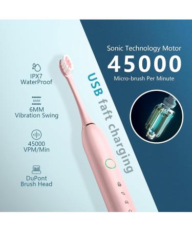 CocLux Sonic Electric Toothbrush for Adults and Kids - Rechargeable, 6 Modes, Whitening, Travel-Friendly - 4 Brush Heads Included - Buy Online on GoSupps.com