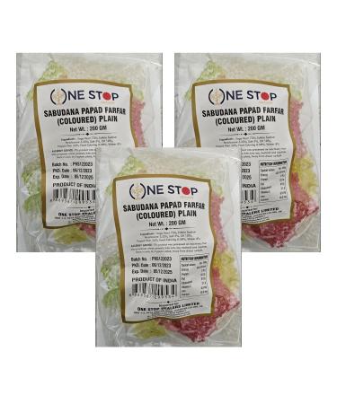 One Stop Dealer Sabudana Papad (200 Gram) - Crispy and Delicious Accompaniment to Any Meal Good for Fasting Or Upwaas (Pack of 3 Sabudana Papad Farfar (Coloured) Plain) Sabudana Papad Farfar (Coloured) Plain 200 g (Pack of 1)