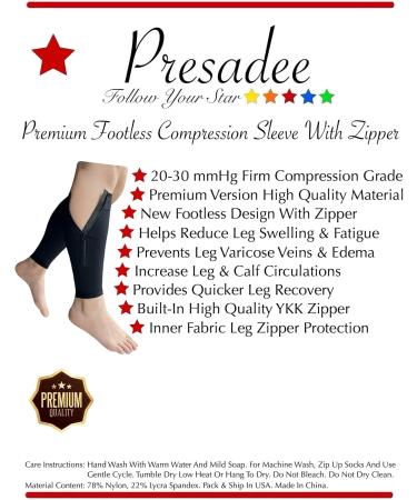 Buy Shin Premium 20-30 mmHg Compression Calf Sleeve with Zipper - Black L/XL | International Shipping Available - Buy Online on GoSupps.com