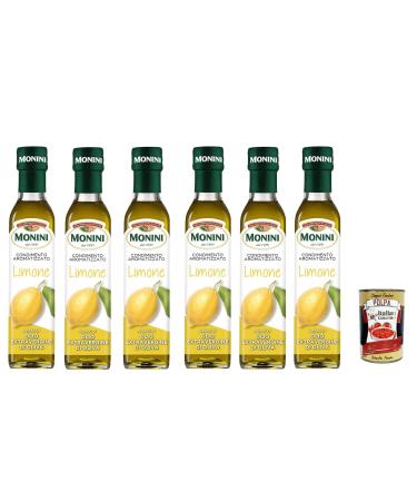 Monini Spices Set of 6 Extra Virgin Olive Oil Lemon Flavour 250ml + Italian Gourmet Polpa 400g