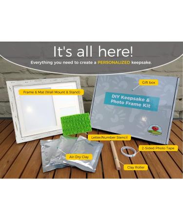 Farmhouse Baby Handprint & Footprint Picture Frame Kit with Clay Keepsake - Rustic Distressed Wood Frame for Newborns - Perfect New Mom Gift - Buy Online on GoSupps.com