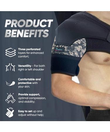 Shoulder Brace for Men & Women | Torn Rotator Cuff & AC Joint Pain Relief | Compression Sleeve & Arm Immobilizer Wrap - Camouflage Medium/Large - Buy Online on GoSupps.com
