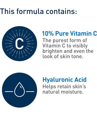 CeraVe Skin Renewing Vitamin C Serum with 10% Pure VITAMIN C for Face With Hyaluronic Acid | Skin Brightening Face Serum for dark spots with ceramides & Vitamin B5. Fragrance Free Developed with dermatologists 30mL 30 ml (Pack of 1) - Buy Online on GoSupps.com