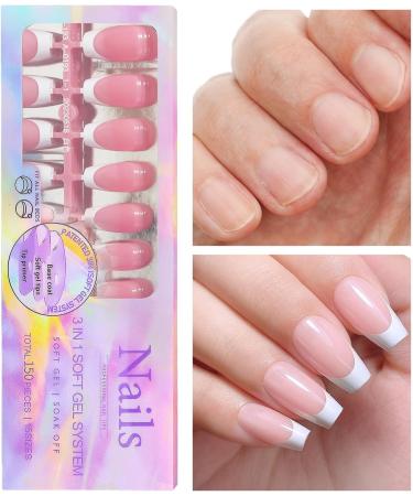 White French Tip Press on Nails - Stick On Fashion Faux Nails with Full | Makeup Supplies for Gathering Wedding Dating Home Traveling 02 - Buy Online on GoSupps.com