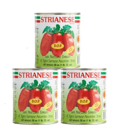 Strianese San Marzano Tomatoes, DOP, 28 oz (Pack of 3)