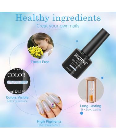 Mizhse Blue Shimmer UV Gel Nail Polish | Pearl Effect Color Gel for Soak Off Nails | 10ml UV LED Lamp Compatible - Buy Online on GoSupps.com