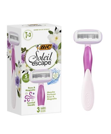 BIC BIC Soleil Escape 5 Blades Pink & Magnolia Women's Razors with Sweet Almond Oil Enriched Lubricating Strip - Pack of 3