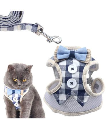 Escape-Proof Cat Kitten Harness with Leash Set Adjustable Soft Kittens Vest Walking Jacket Leash for Cats and Dogs (S)