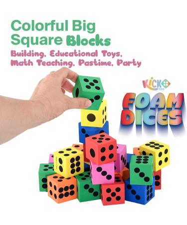 Kicko Foam Dice Set - 24 Pack of Colorful Square Blocks for Building and Learning - Ideal for Educational Toys, Math Teaching, Parties - Buy Online on GoSupps.com