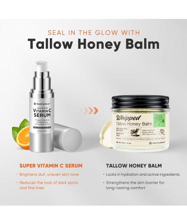 HealthyDerm Copper Peptides Blue Balm Tallow Moisturizer (2 oz) + Super Vitamin C Serum (1 oz) Even-Looking Comfortable Skin Routine For Dry/Mature/Sensitive Skin - Buy Online on GoSupps.com