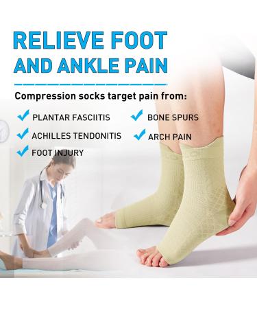 HUEGLO Plantar Fasciitis Compression Socks - 4 Pairs for Men and Women | Ankle Support Brace for Pain Relief and Neuropathy | Breathable Anti-Slip Foot Support (Skin) - Buy Online on GoSupps.com