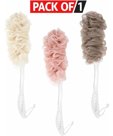 Exfoliating Shower Brush | Long Handle Bath Scrubber for Body and Back | Soft Mesh Loofah | Non-Slip Handle | Bathroom Body Brush - Buy Online on GoSupps.com